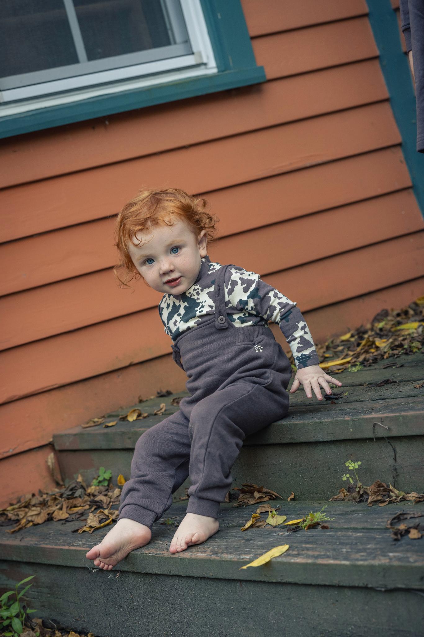 Printed Mockneck & Overalls Set