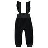 Velour Ruffle Overalls