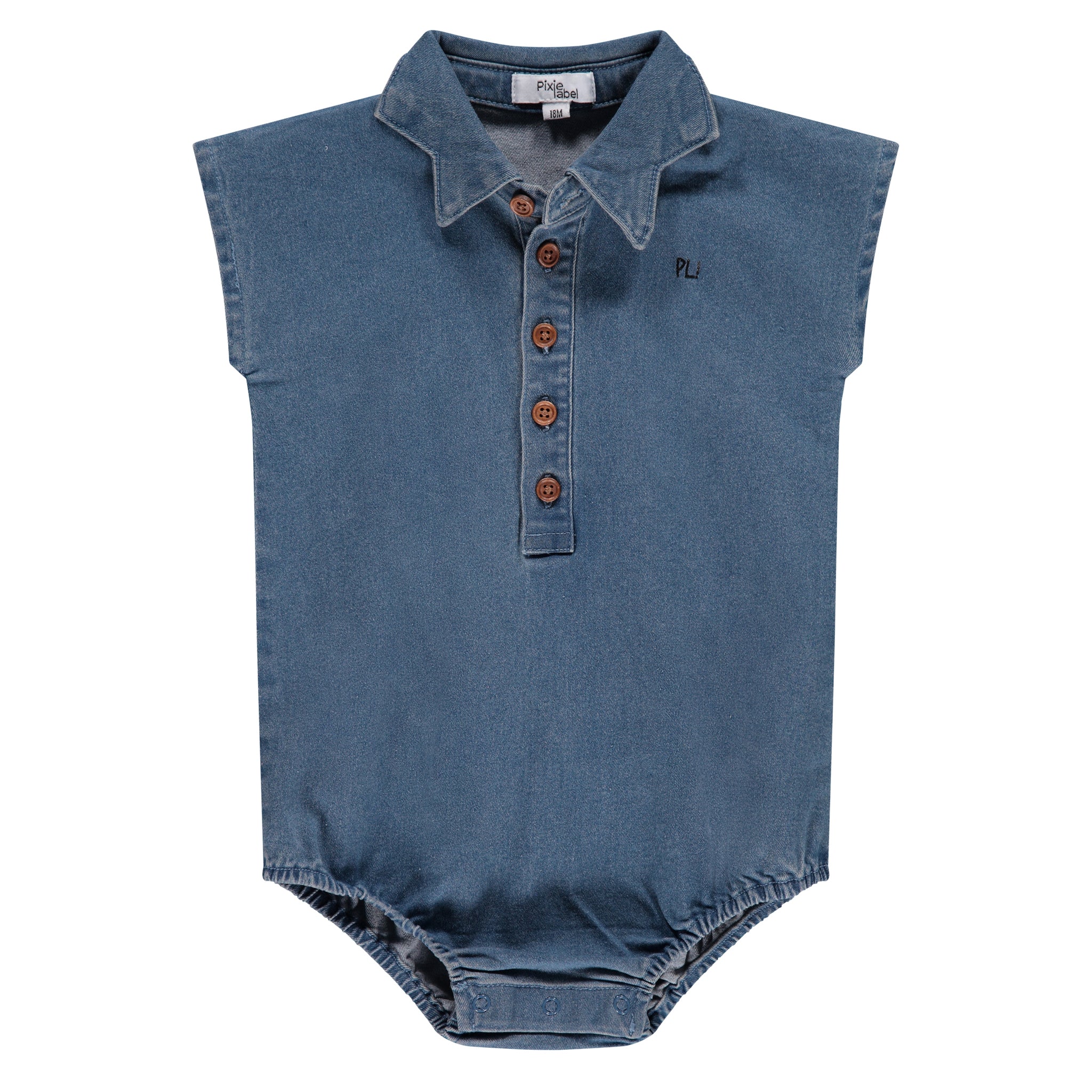 Denim Star Collar Romper