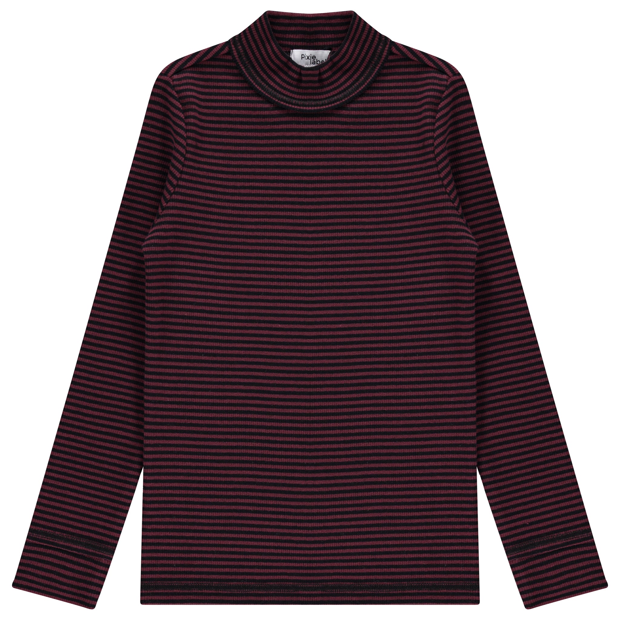 Striped Ribbed Mock Neck