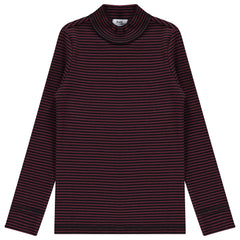 Striped Ribbed Mock Neck