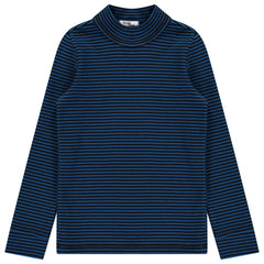 Striped Ribbed Mock Neck