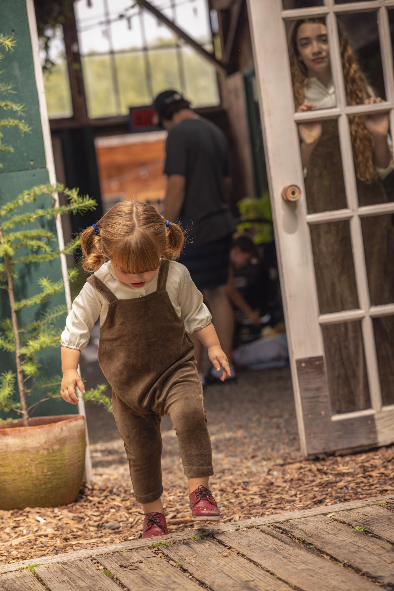 Velour Pinafore Overalls