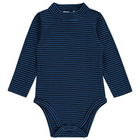 Striped Ribbed Mock Neck Onesie